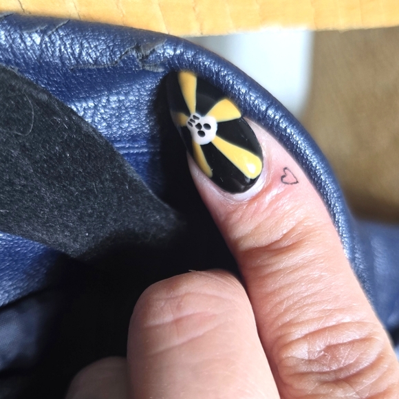 Metaphor faux leather jacket Size:L Color:Navy Blue - Picture 9 of 9